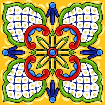 Mexican talavera ceramic tile pattern. Stock Illustration