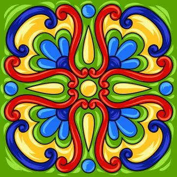 Mexican talavera ceramic tile pattern. Stock Illustration