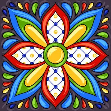 Mexican talavera ceramic tile pattern. Stock Illustration