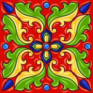 Mexican talavera ceramic tile pattern. 스톡 일러스트