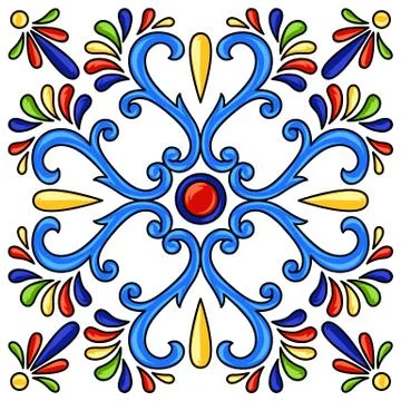 Mexican talavera ceramic tile pattern. Stock Illustration