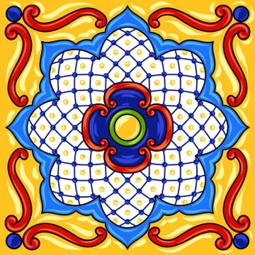 Mexican talavera ceramic tile pattern. イラスト素材