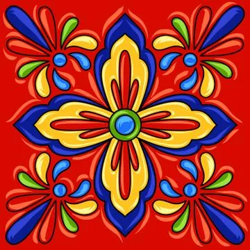 Mexican talavera ceramic tile pattern. Illustrazione stock