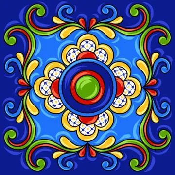 Mexican talavera ceramic tile pattern. イラスト素材