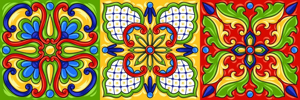Mexican talavera ceramic tile pattern. Stock Illustration
