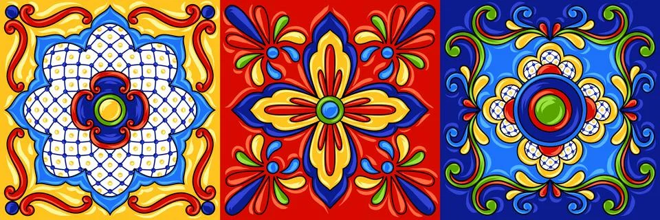 Mexican talavera ceramic tile pattern. Stock Illustration