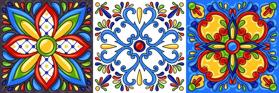 Mexican talavera ceramic tile pattern. イラスト素材
