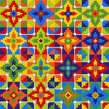 Mexican talavera ceramic tile pattern. Stock Illustration