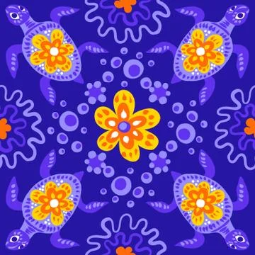 Mexican talavera ceramic tile pattern. イラスト素材