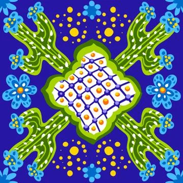 Mexican talavera ceramic tile pattern. Stock Illustration