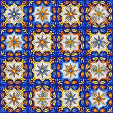Mexican talavera ceramic tile pattern. Ethnic folk ornament. Stock Illustration