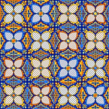 Mexican talavera ceramic tile pattern. Ethnic folk ornament. Stock Illustration