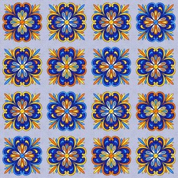 Mexican talavera ceramic tile pattern. Ethnic folk ornament. Stock Illustration