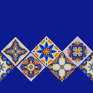 Mexican talavera ceramic tile pattern. Ethnic folk ornament. Stock Illustration