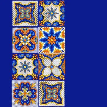 Mexican talavera ceramic tile pattern. Ethnic folk ornament. Stock Illustration