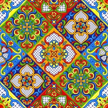 Mexican talavera ceramic tile pattern. Stock Illustration