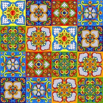 Mexican talavera ceramic tile pattern. Stock Illustration