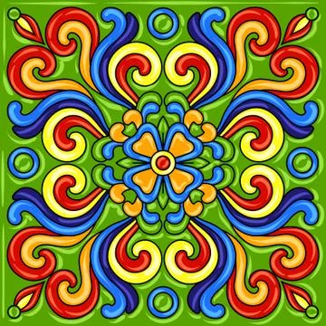 Mexican talavera ceramic tile pattern. 스톡 일러스트