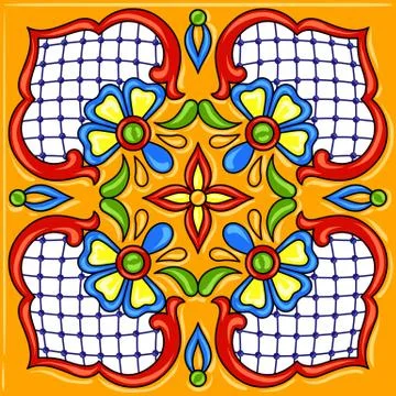 Mexican talavera ceramic tile pattern. Stock Illustration