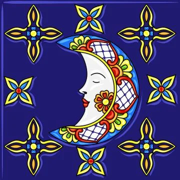Mexican talavera ceramic tile pattern. Stock Illustration