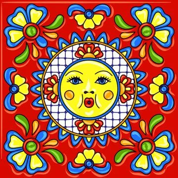 Mexican talavera ceramic tile pattern. Stock Illustration