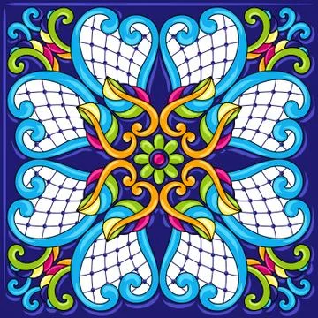 Mexican talavera ceramic tile pattern. Stock Illustration
