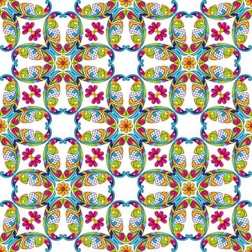 Mexican talavera ceramic tile pattern. Stock Illustration