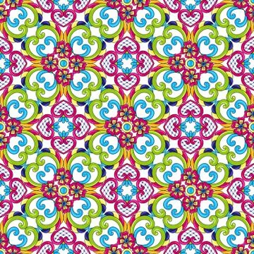 Mexican talavera ceramic tile pattern. Stock Illustration
