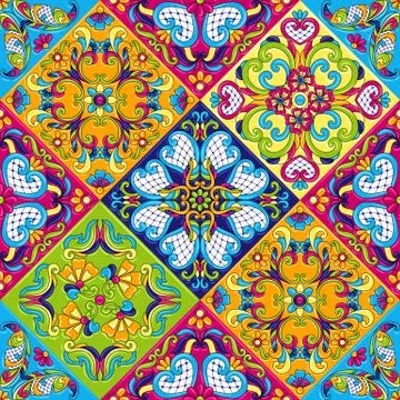 Mexican talavera ceramic tile pattern. Stock Illustration