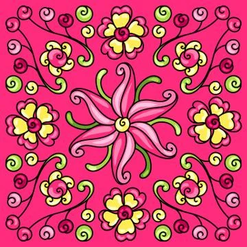 Mexican talavera ceramic tile pattern with flowers. Stock Illustration