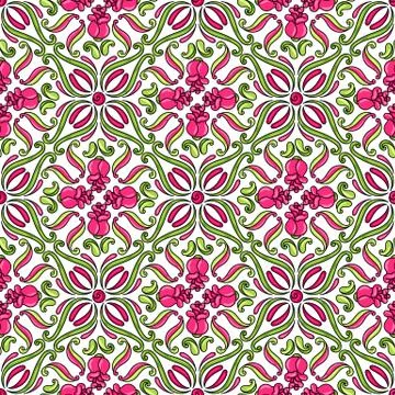 Mexican talavera ceramic tile pattern with flowers. イラスト素材