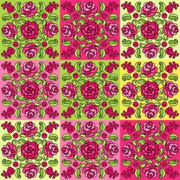 Mexican talavera ceramic tile pattern with flowers. Stock Illustration