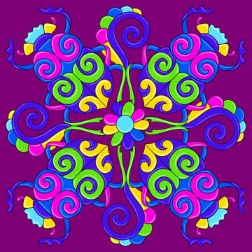 Mexican talavera ceramic tile pattern with stylized bugs and insects Illustrazione stock