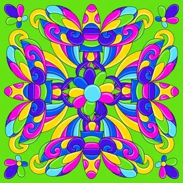 Mexican talavera ceramic tile pattern with stylized bugs and insects Illustrazione stock