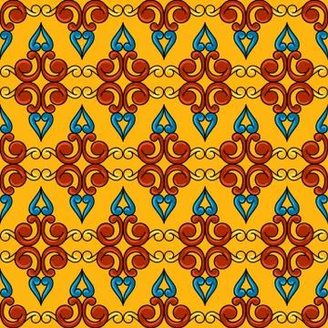 Mexican talavera seamless pattern. Decorative background with ornamental flowers Stock Illustration