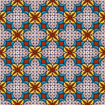 Mexican talavera seamless pattern. Decorative background with ornamental flowers Stock Illustration