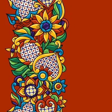 Mexican talavera seamless pattern. Decorative background with ornamental flowers イラスト素材