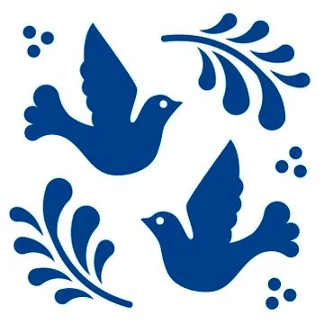 Mexican talavera tile pattern with birds. Ornament in traditional style from Stock Illustration