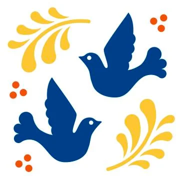 Mexican talavera tile pattern with birds. Ornament in traditional style from Stock Illustration