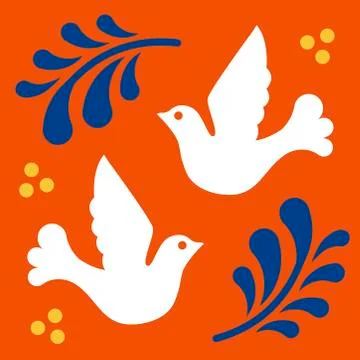 Mexican talavera tile pattern with birds. Ornament in traditional style from Stock Illustration