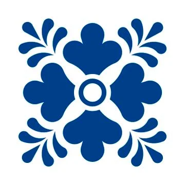 Mexican talavera tile pattern with flower. Ornament in traditional style from Stock Illustration
