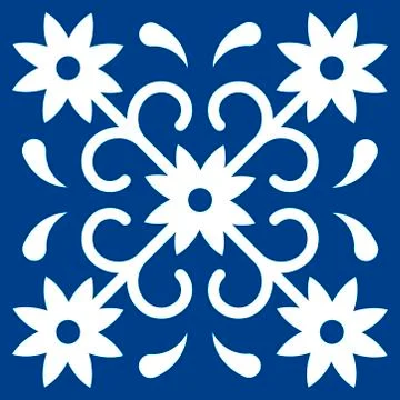 Mexican talavera tile pattern. Ornament in traditional style from Puebla in 스톡 일러스트