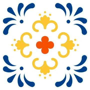Mexican talavera tile pattern. Ornament in traditional style from Puebla on 스톡 일러스트