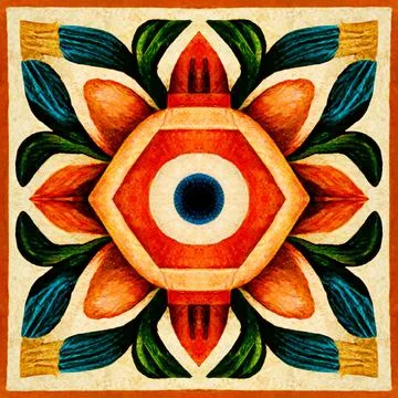 Mexican Talavera tile seamless pattern Stock Illustration