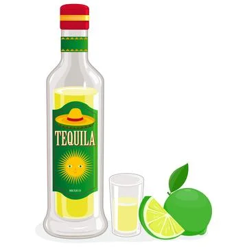 Mexican tequila and lime. Vector illustration Stock Illustration