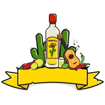 Mexican tequila collection banner. Vector illustration Stock Illustration