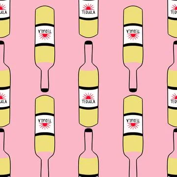 Mexican tequila drink seamless pattern Stock Illustration