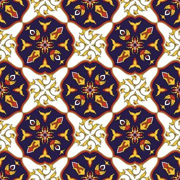 Mexican tile pattern vector seamless with floral ornaments Stock Illustration