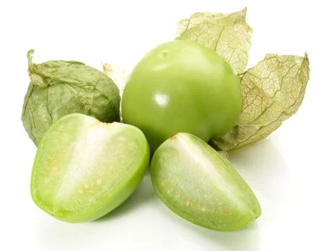 Mexican Tomatillo on white Background Stock Photos