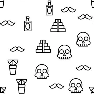 Mexican Traditional Vector Seamless Pattern Stock Illustration